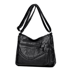 6828 Soft Faux Leather Crossbody Bag, Multi-Pocket Shoulder Handbag